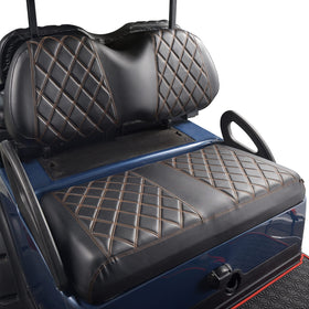 NOKINS backrest cover in diamond design protects upholstery while elevating the cart’s look.