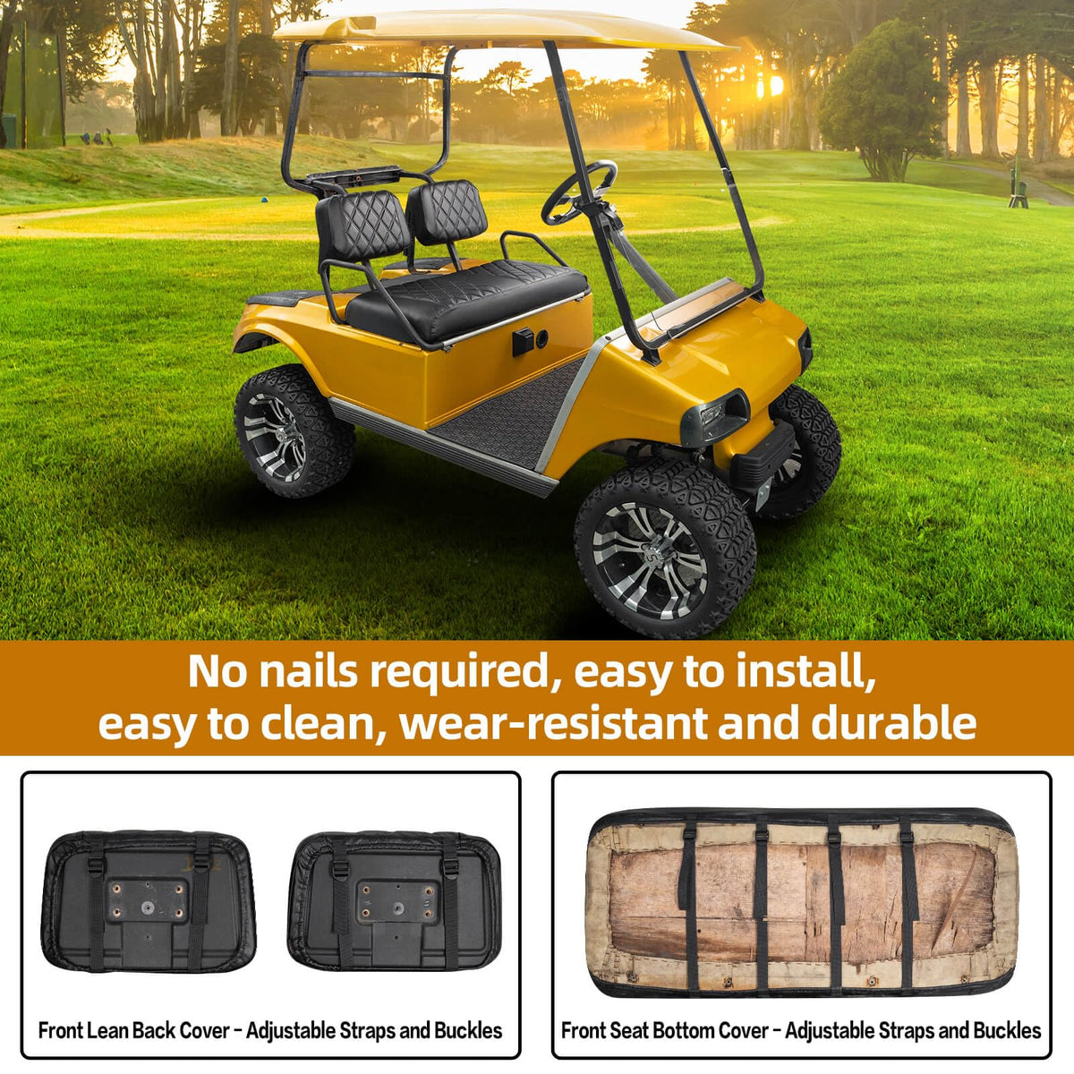 NOKINS backrest cover in diamond design for Club Car DS with durable fit.
