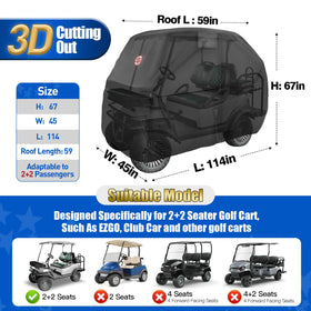 NOKINS golf cart cover rear view highlighting dual zipper doors