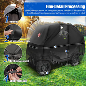 NOKINS golf cart cover side view with full body coverage on EZGO/Club Car