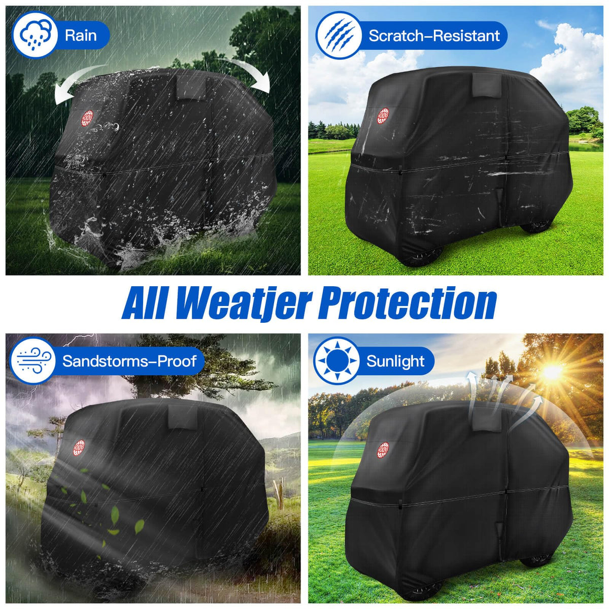 NOKINS golf cart cover windproof straps reinforcing a secure fit
