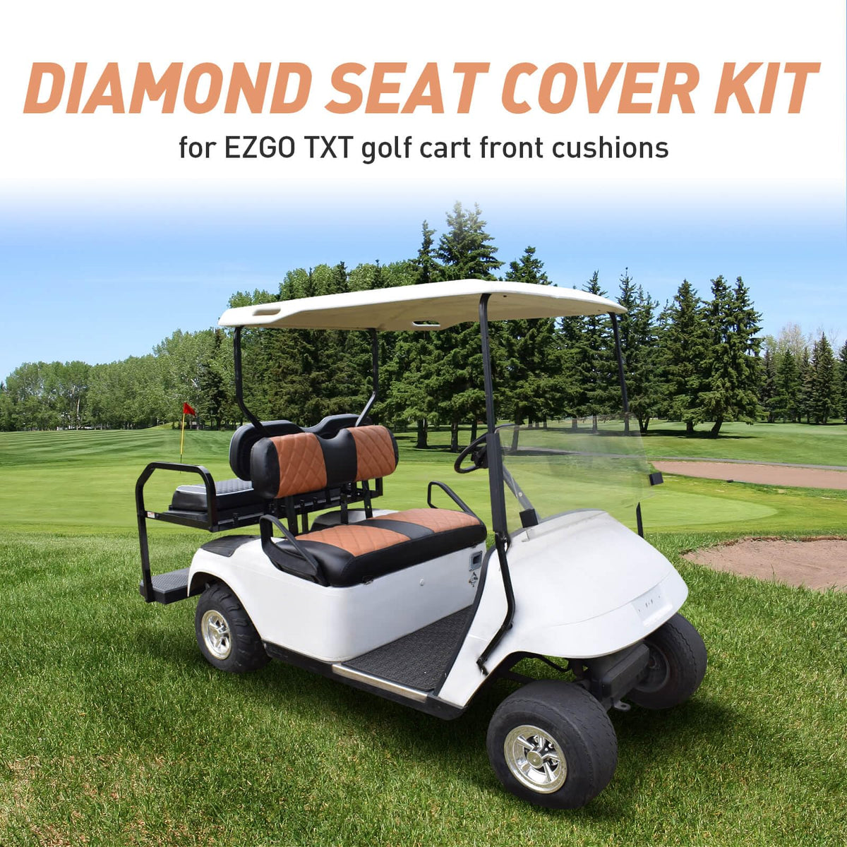 NOKINS diamond backrest cover adds luxury look and easy maintenance for golf carts.
