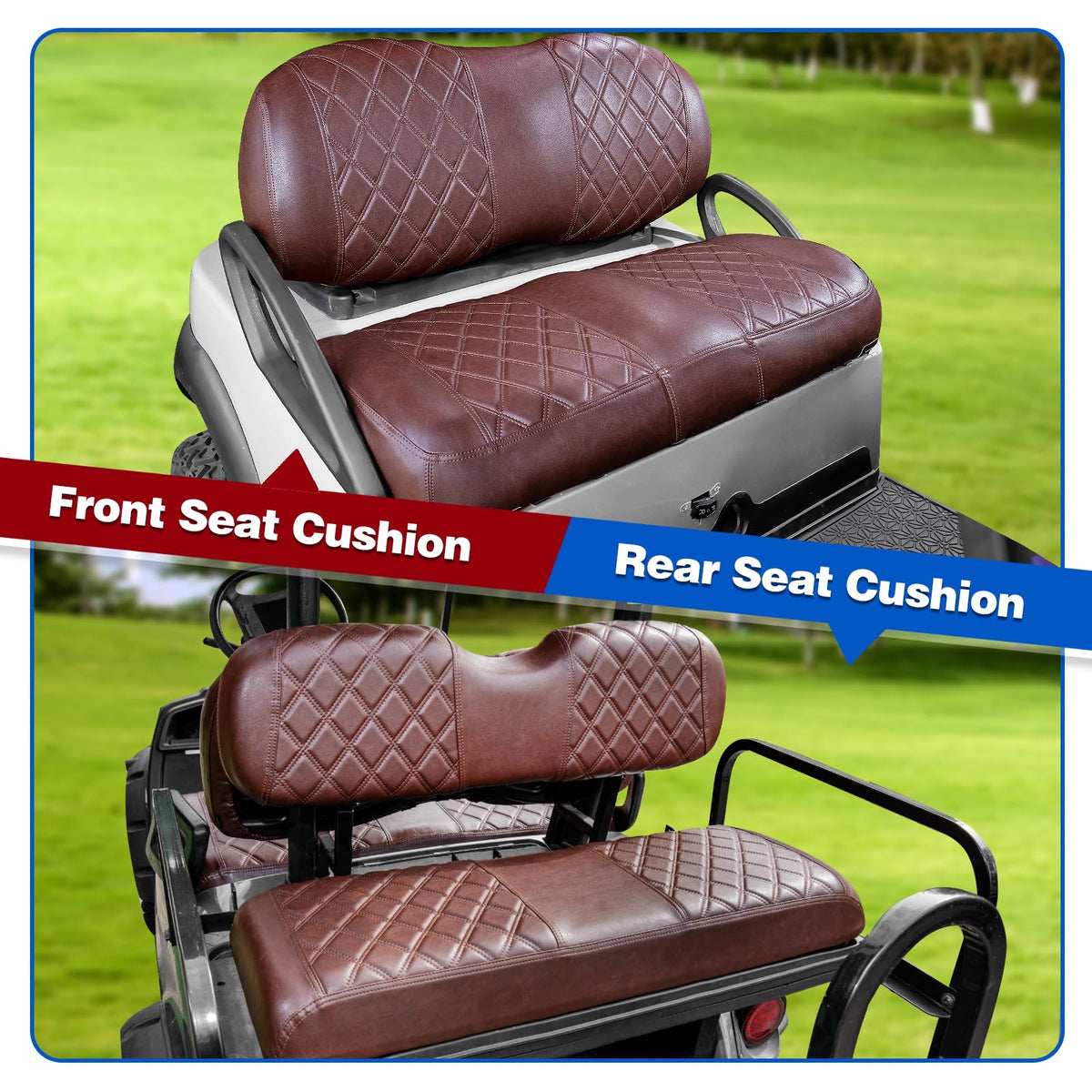 NOKINS double-stitched diamond design enhances golf cart interior