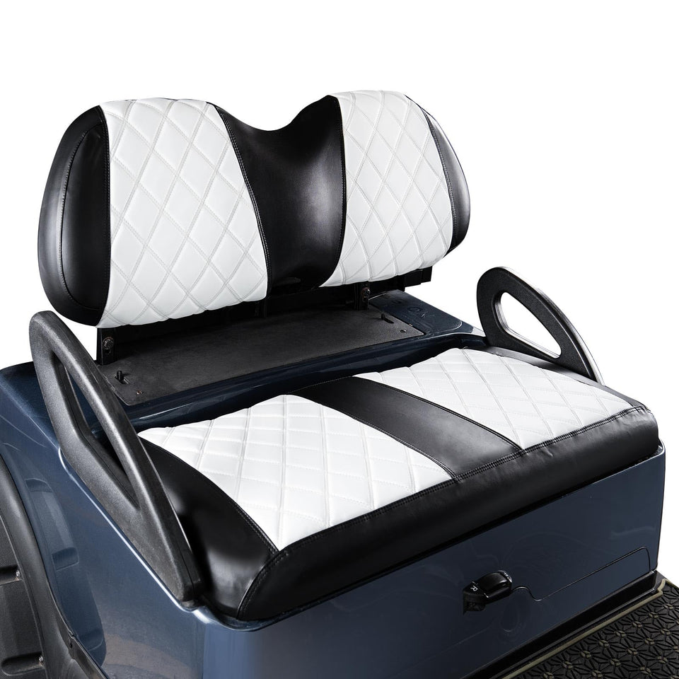 NOKINS front seat cover in white-black diamond pattern protects Club Car Precedent seats.
