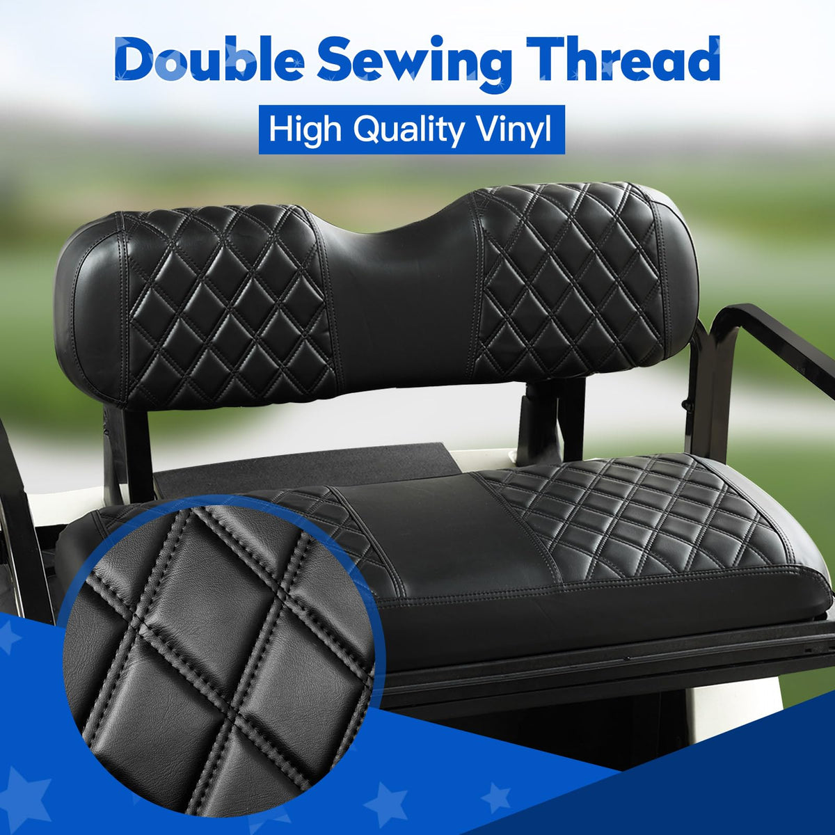 NOKINS Diamond material closeup shows durable vinyl and breathable padding.