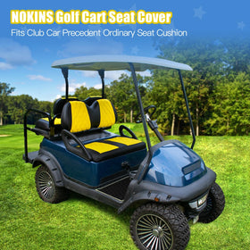 NOKINS golf cart diamond seat cover back view shows snug fit