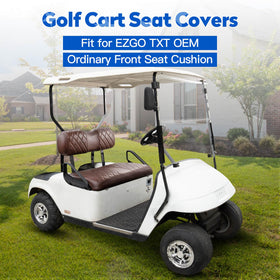 NOKINS EZGO RXV front seat cover close-up with breathable vinyl comfort.