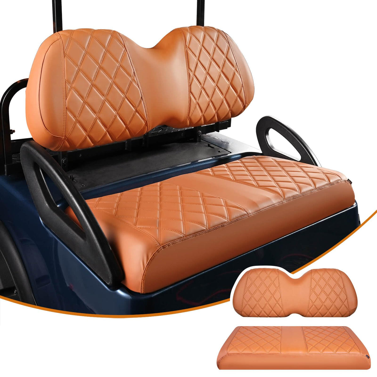NOKINS diamond front seat cover in brown vinyl for Club Car Precedent—protects and refreshes.