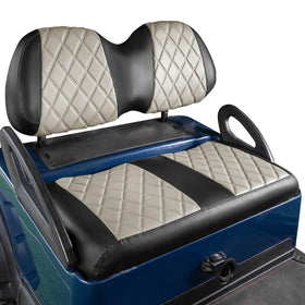 NOKINS golf cart diamond seat cover front view offers stylish protection and easy slip-on fit.