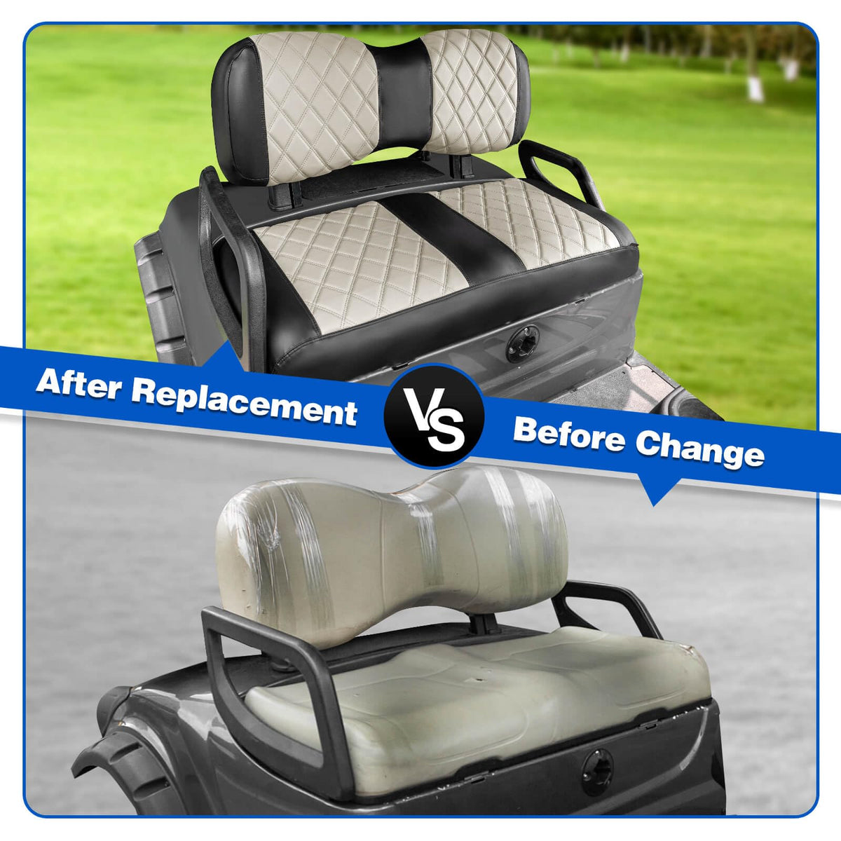 NOKINS diamond design seat cover—luxury look for golf cart interiors