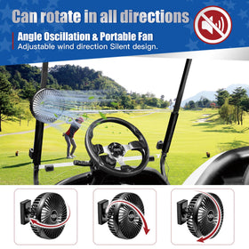 NOKINS golf cart fan 3-speed settings offer customizable breeze on hot days.