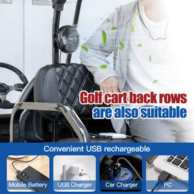 NOKINS golf cart fan low-noise operation keeps conversations comfortable.