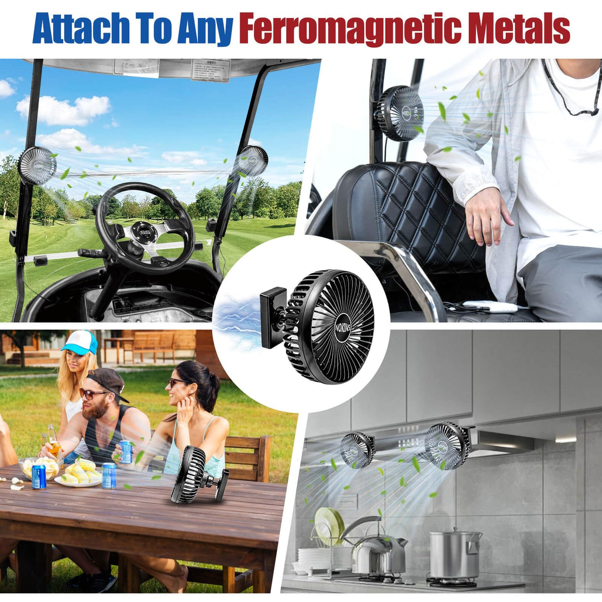 NOKINS fan uses strong N52 magnets for secure attachment to metal surfaces
