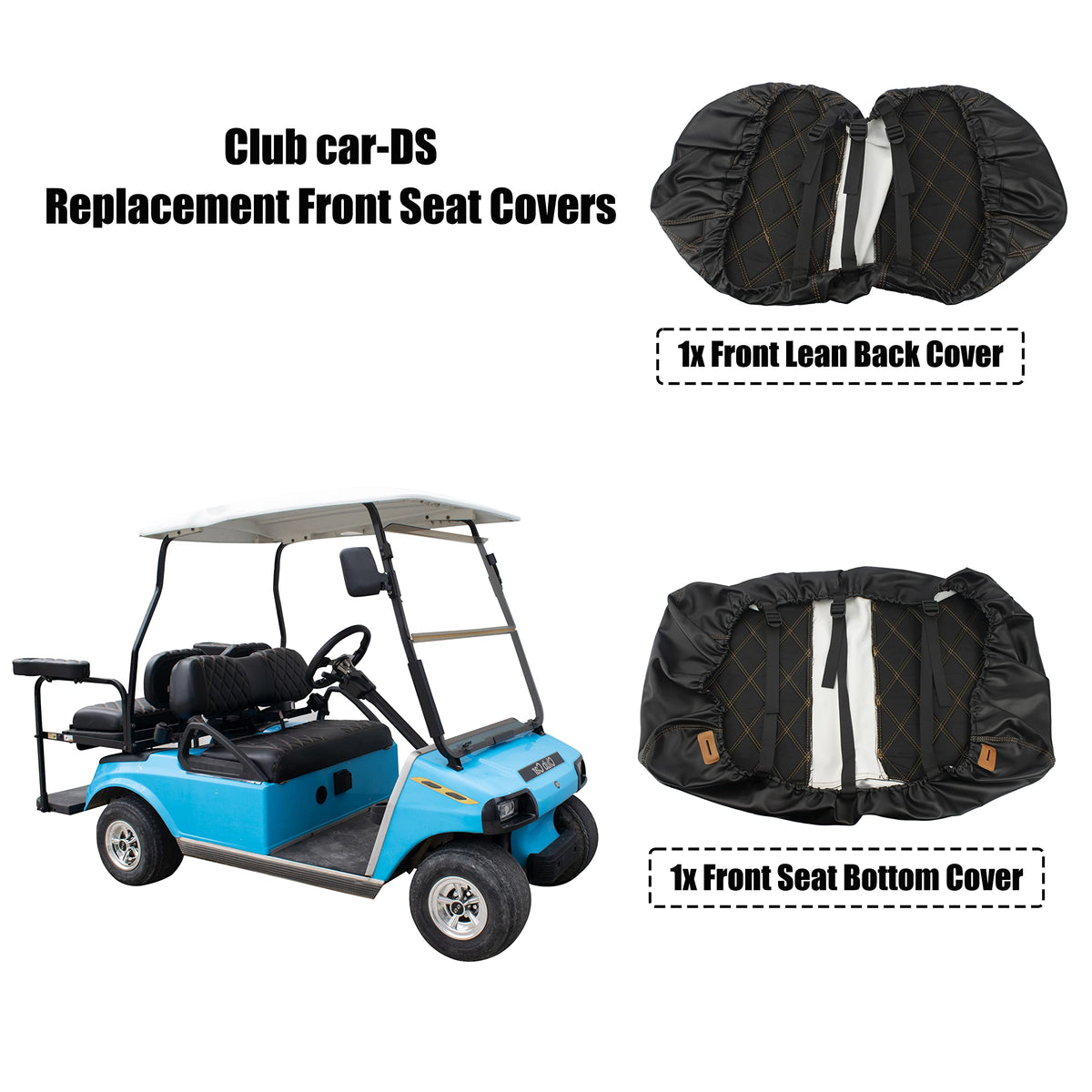 NOKINS golf cart front seat bottom cover with extra foam padding