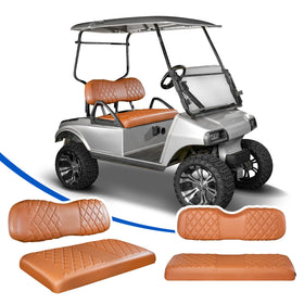 NOKINS golf cart front seat cover in all brown for Club Car DS, easy fit and protection.