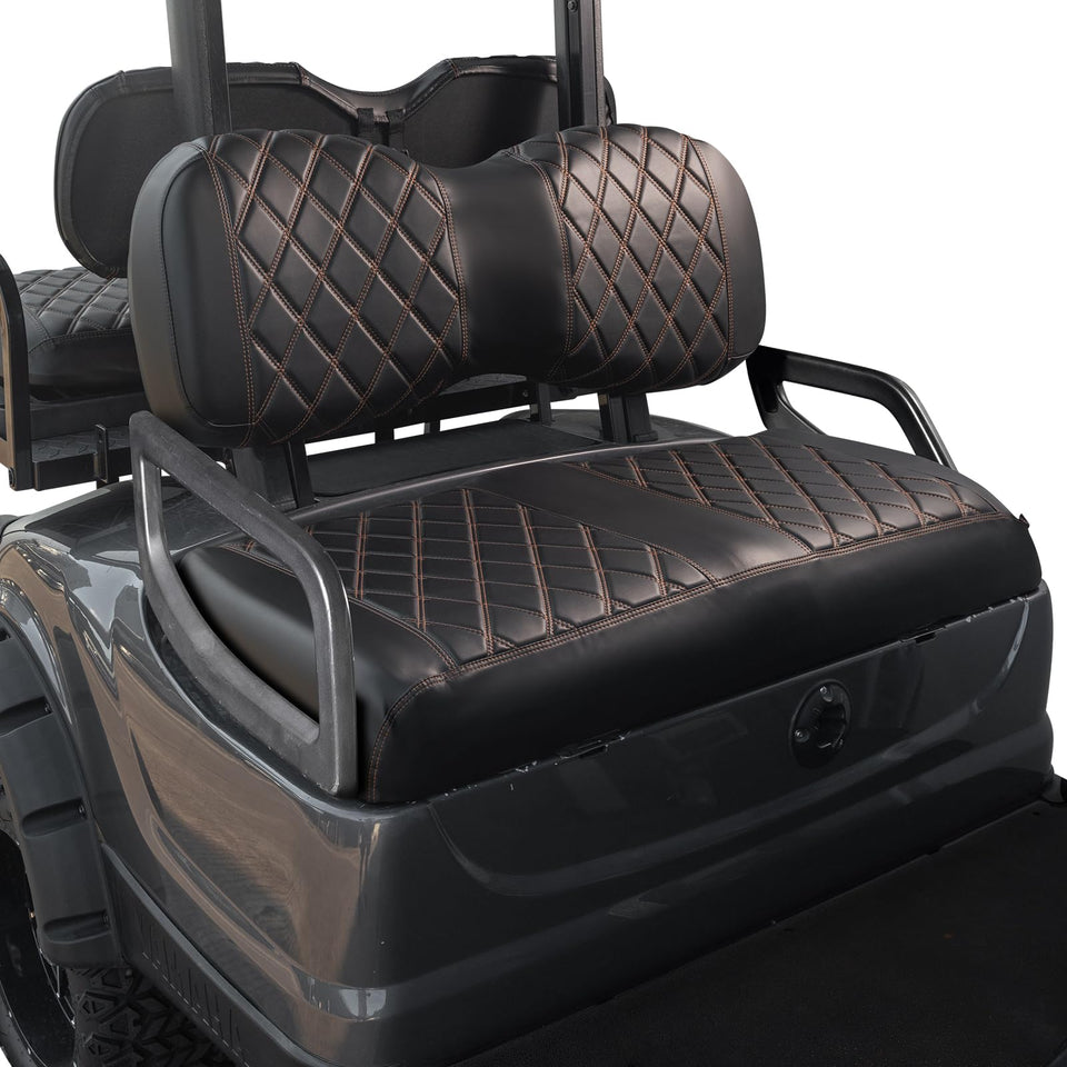 NOKINS golf cart front seat cover in brown diamond stitching protects seats and adds style