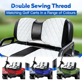 NOKINS diamond pattern close-up enhances golf cart luxury.