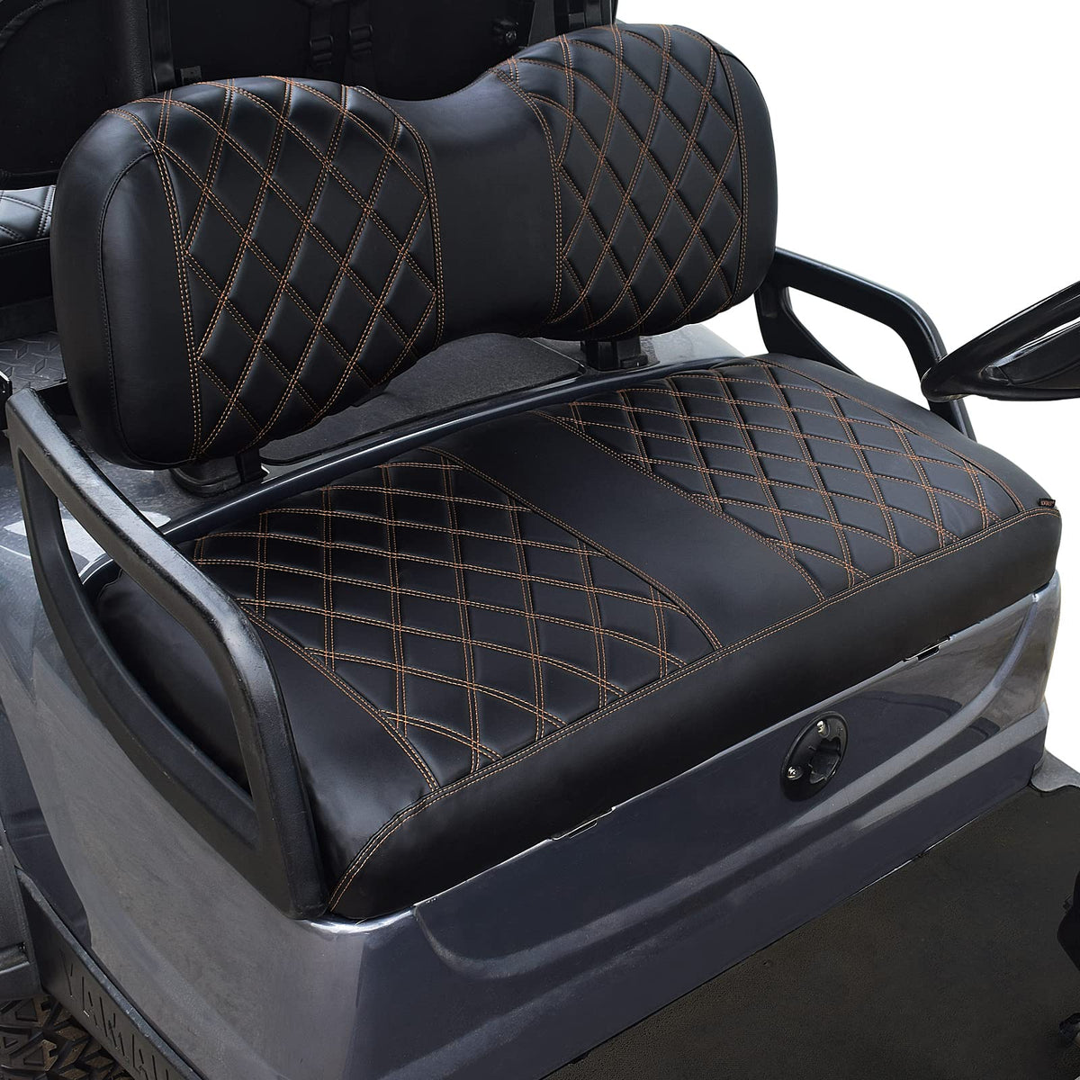 NOKINS front seat cover in diamond pattern with black and brown stitching for Yamaha Drive