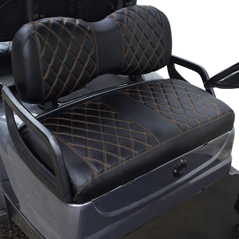 NOKINS front seat cover in diamond pattern with black and brown stitching for Yamaha Drive