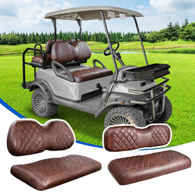 NOKINS front seat cover with brown diamond stitching for Club Car; adds luxury and protection.