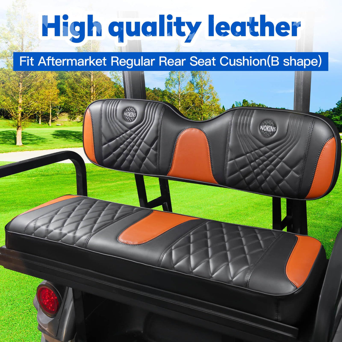 NOKINS front seat cover installation straps for a secure, nail-free fit.
