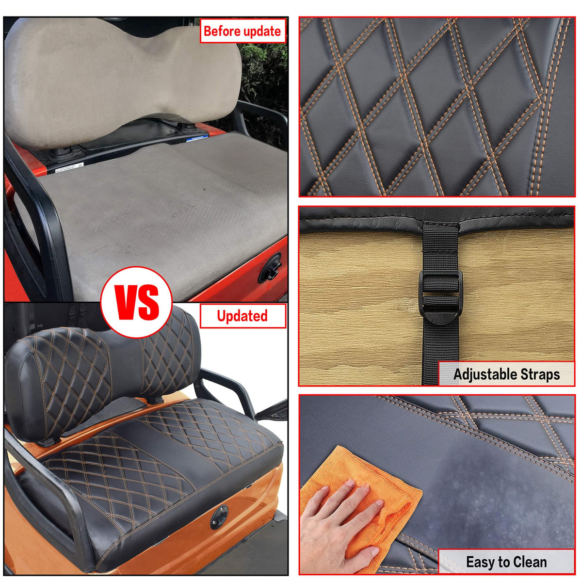 NOKINS front seat cover installs across the original seat without removal