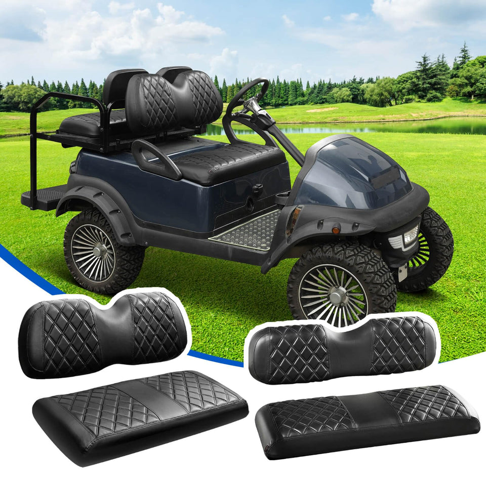 NOKINS front seat cover kit for Club Car Precedent, adds protection and fresh style.