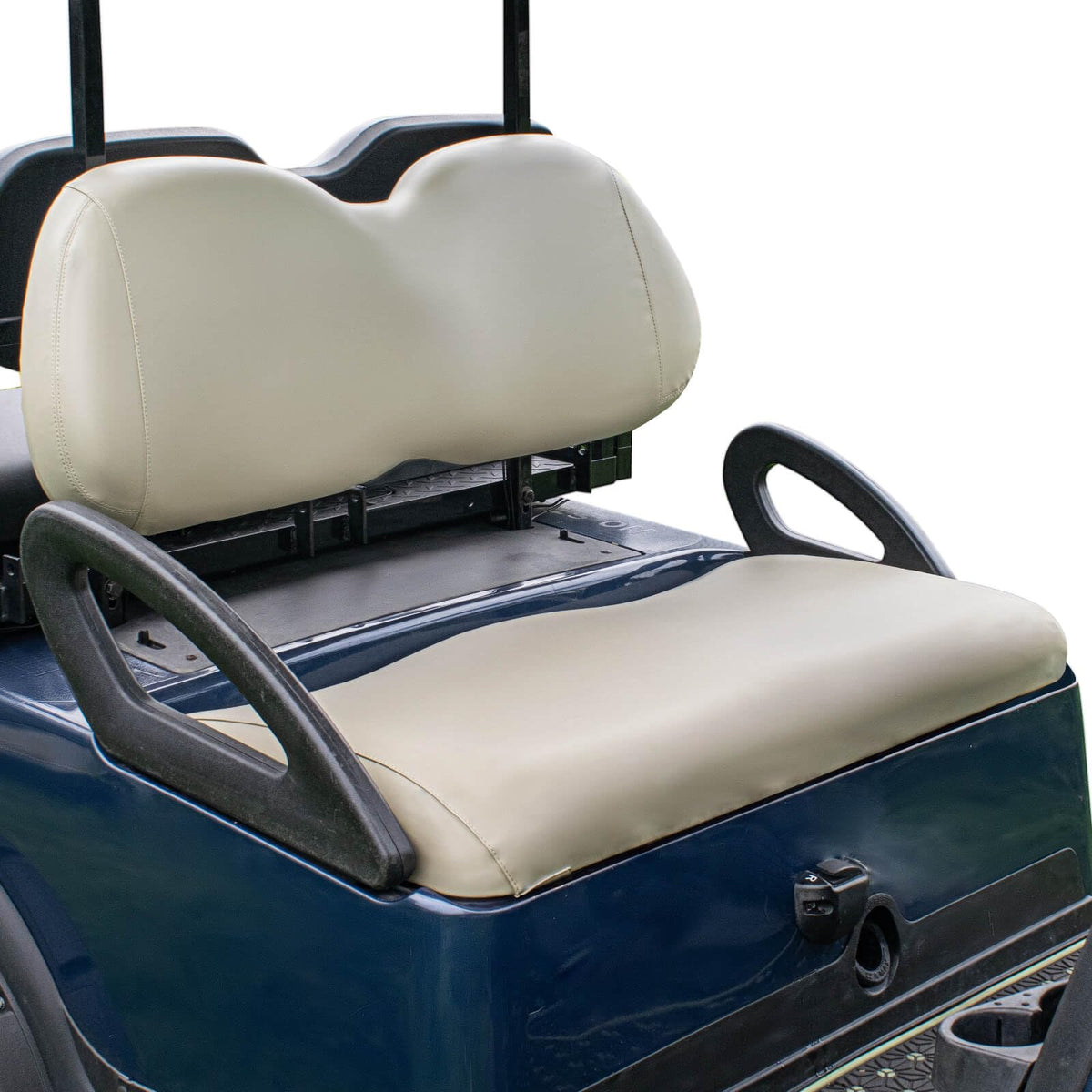 NOKINS Oyster Grey front view, protective waterproof front seat cover for Club Car.