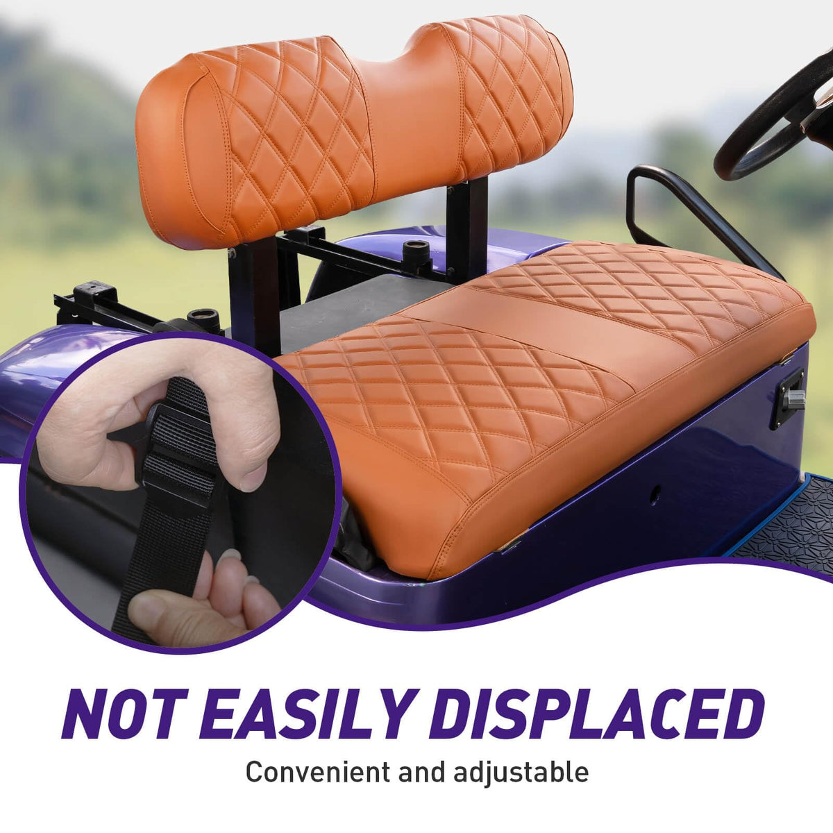 NOKINS all-brown diamond finish enhances golf cart interior.