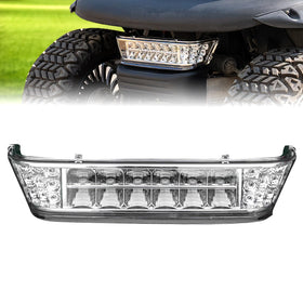 NOKINS golf cart headlight bar front closeup boosts nighttime visibility.