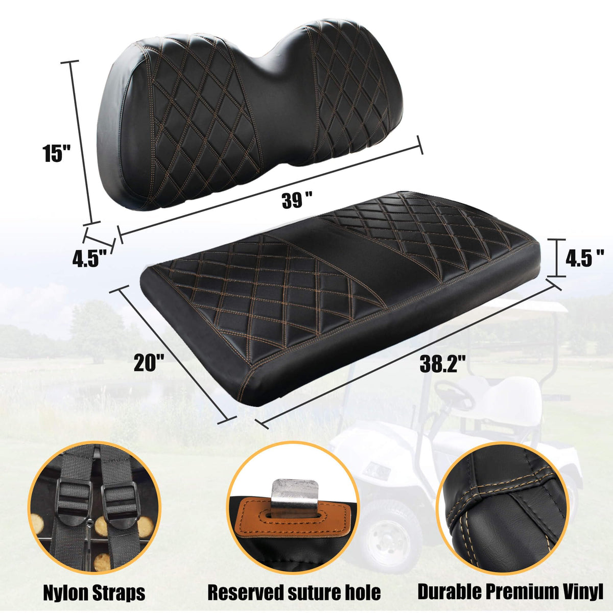 NOKINS vinyl seat cover features breathable padding for comfortable rides