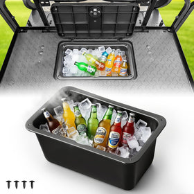 NOKINS golf cart rear seat cooler box fitted with ice bucket for beverages.