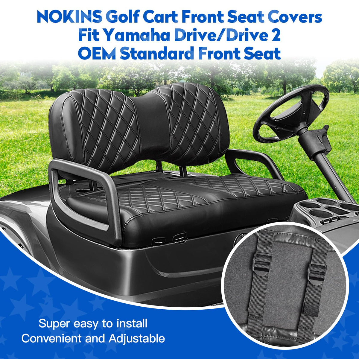 NOKINS rear seat cover with flip-up armrests for space flexibility.