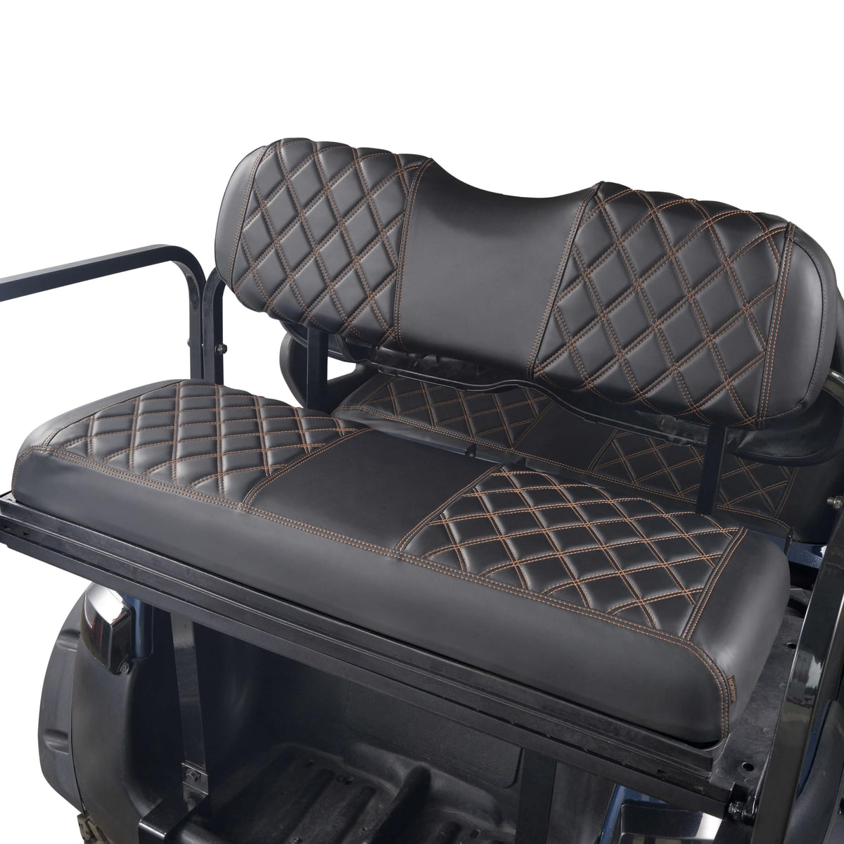 NOKINS rear seat cover for Club Car Precedent in black-brown stitch, protects and stylizes the seat