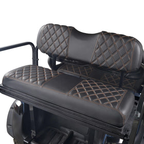 NOKINS rear seat cover for Club Car Precedent in black-brown stitch, protects and stylizes the seat