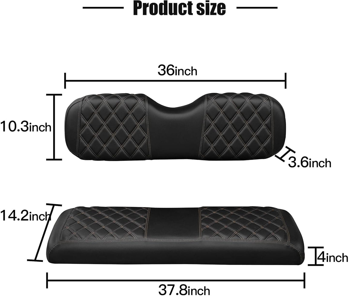 NOKINS rear seat cover for EZGO TXT in black-brown stitch, easy care and fit