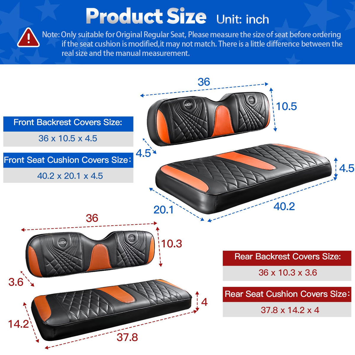 NOKINS rear seat cover installation straps ensure stable, quick setup.