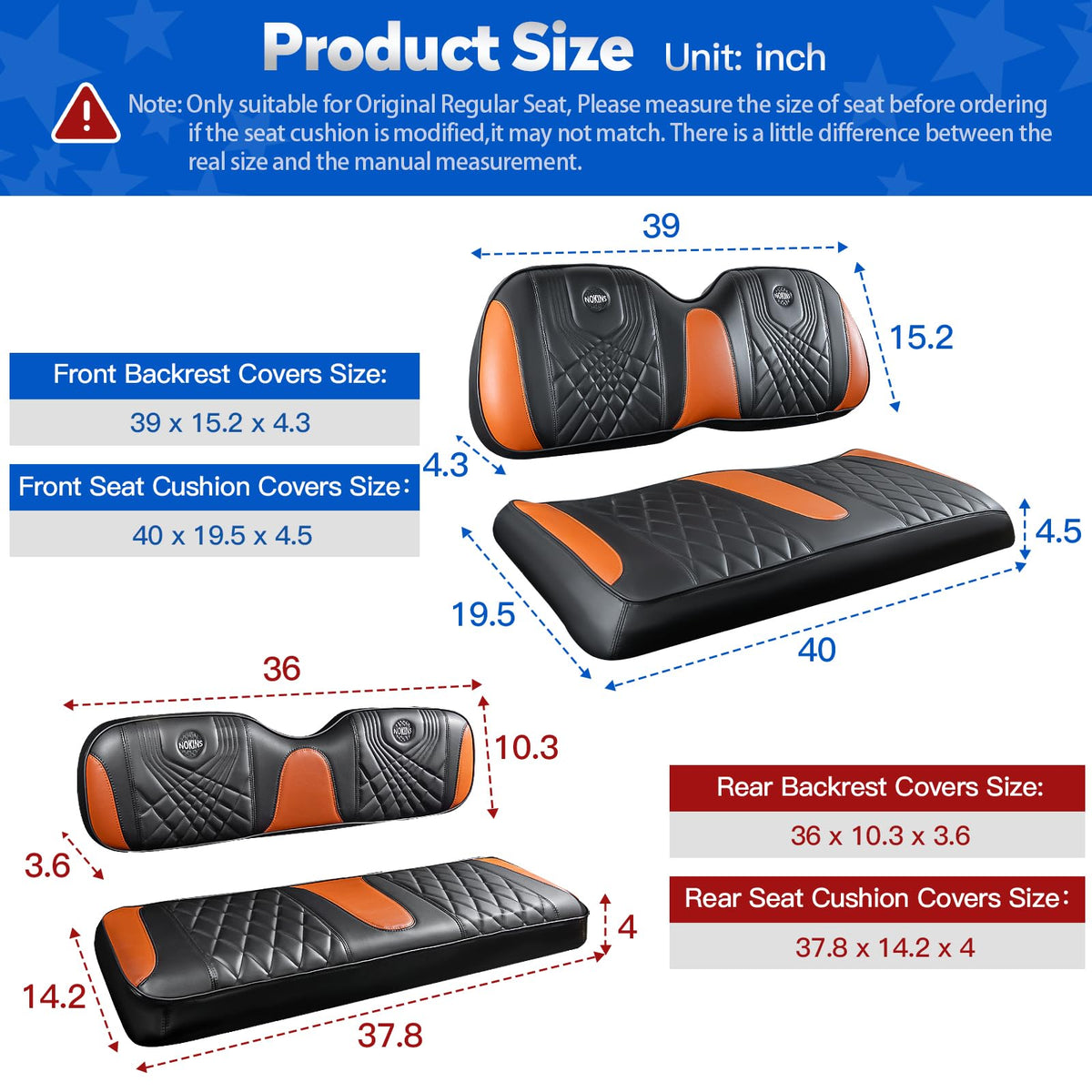 NOKINS rear seat cover one-piece molding shown for secure fit