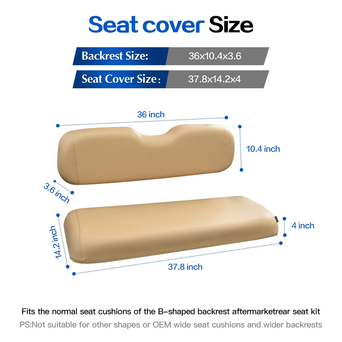 NOKINS rear seat cover tan back view emphasizes snug fit.