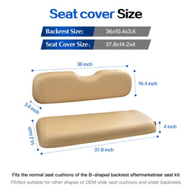 NOKINS rear seat cover tan back view emphasizes snug fit.
