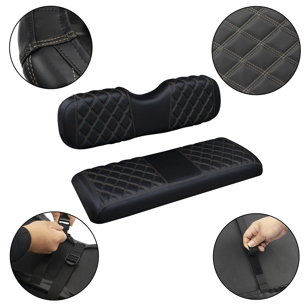 NOKINS rear seat cover for Yamaha Drive in black-brown stitch, durable protection
