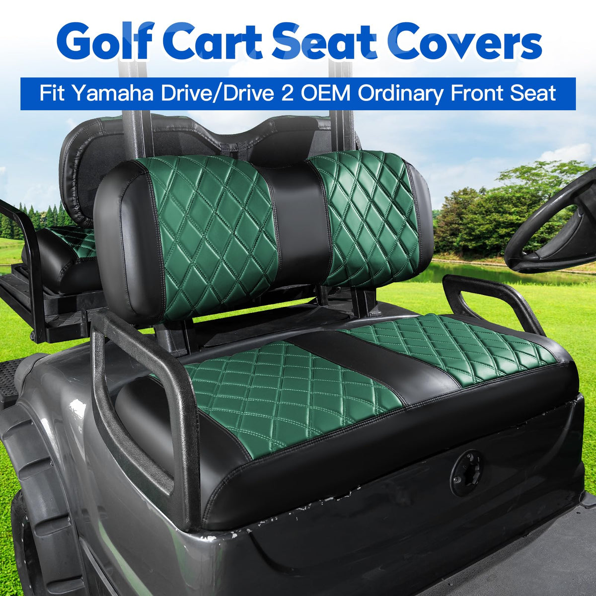 NOKINS rear seat covers with diamond stitching for Yamaha carts.