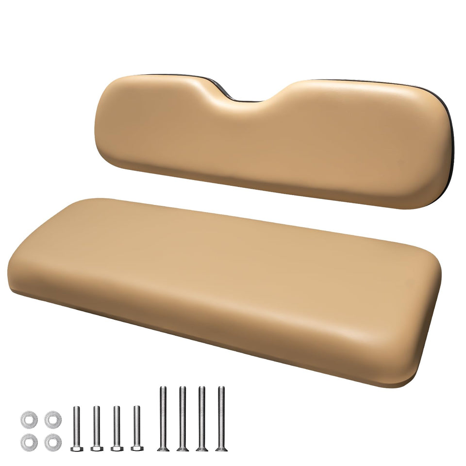 NOKINS golf cart rear seat cushion tan shows weatherproof vinyl for outdoor durability.