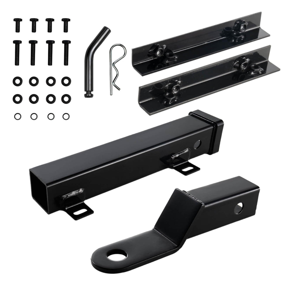 NOKINS golf cart rear seat hitch in stainless steel provides flexible cargo options.