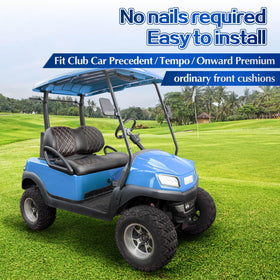 NOKINS black seat cover with brown stitching enhances durability and style for Club Car.