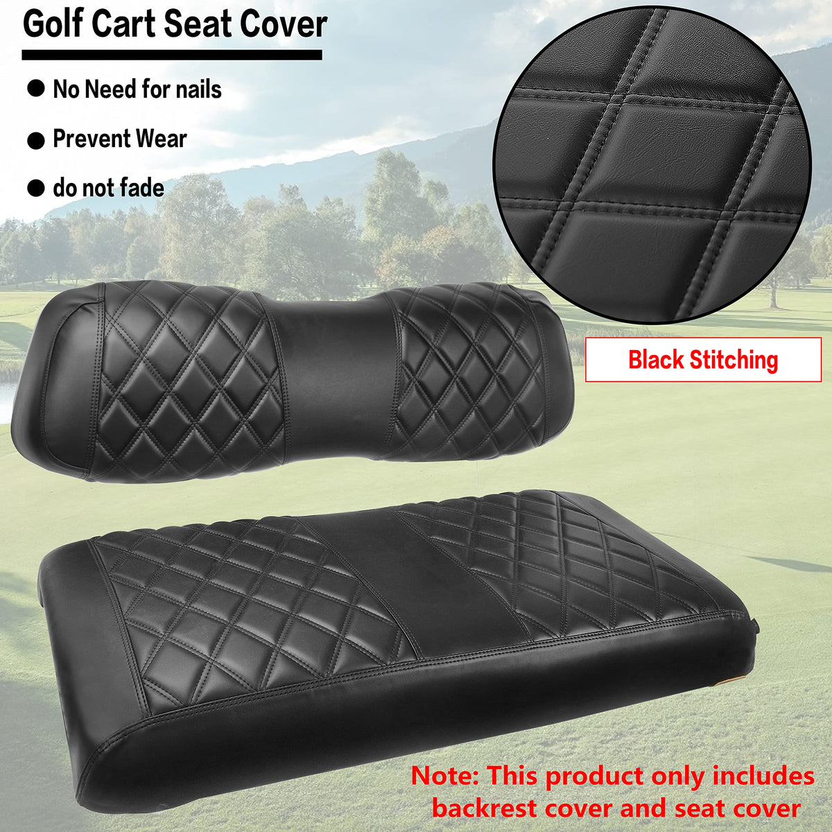 NOKINS backrest cover in diamond texture adds durable protection for Club Car DS.