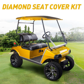 GOLF CART seat cover in black and white piping for durable, upscale interior.