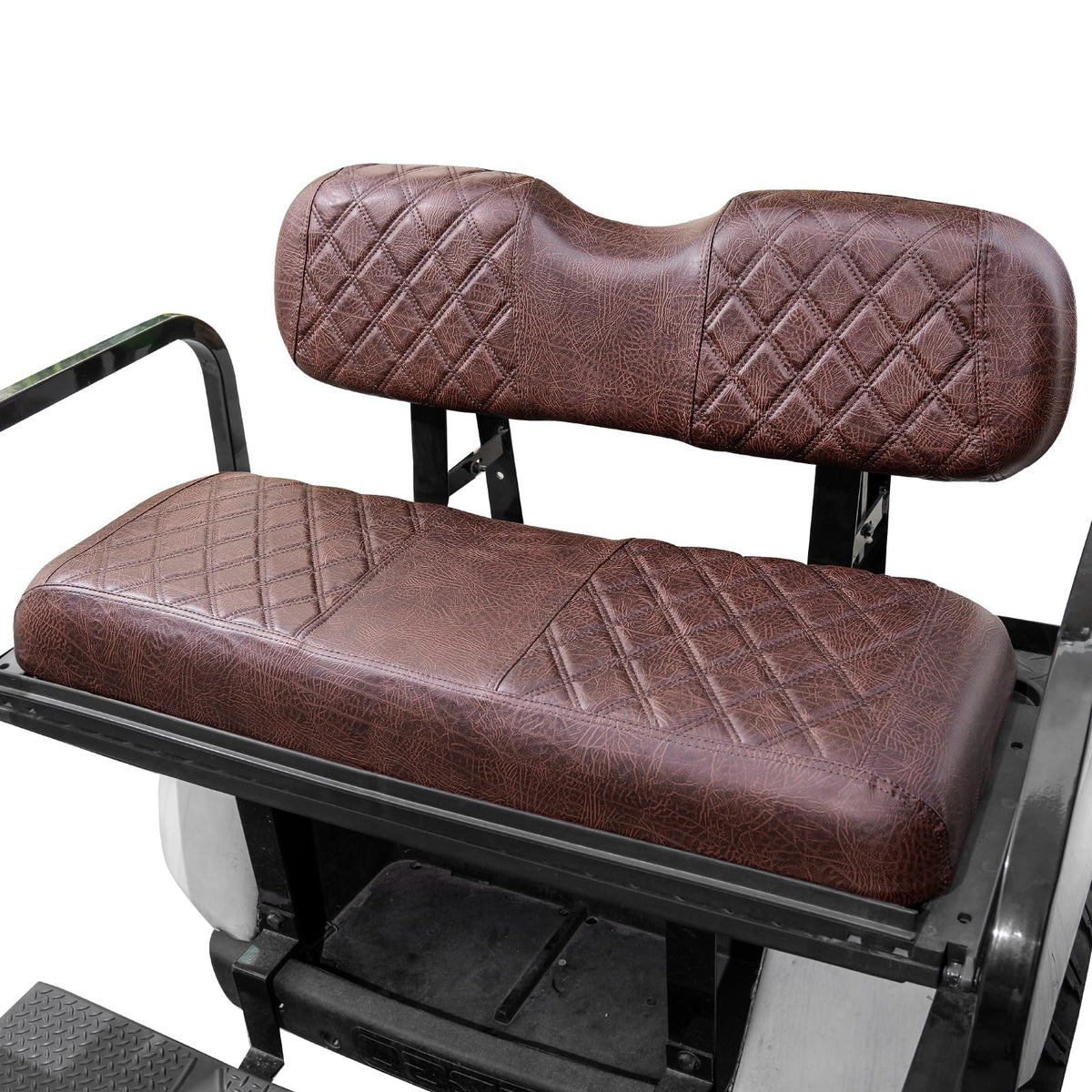 NOKINS rear seat cover in brown and yellow 8412 protects your cushion while refreshing your golf cart style