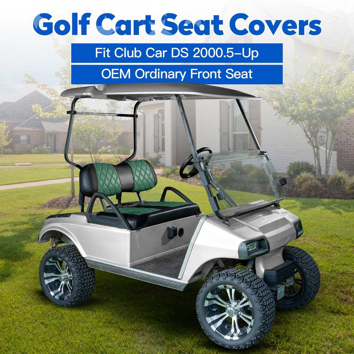 NOKINS front seat cover close-up highlights diamond stitching for premium vibe and durability.