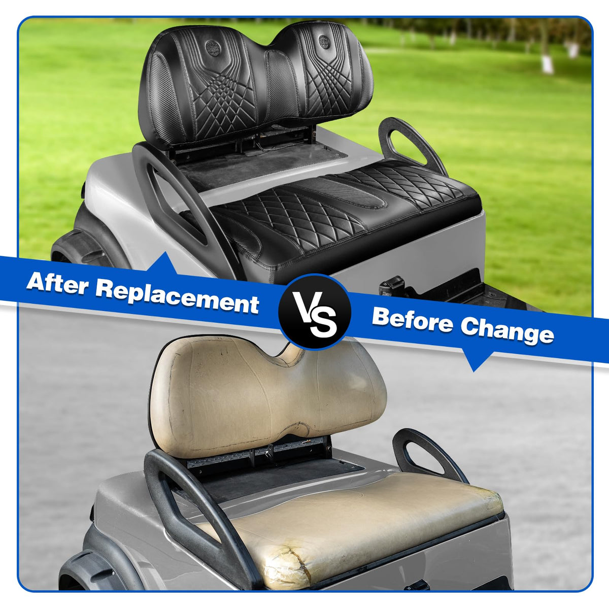 NOKINS installation-ready one-piece molding demonstrated on a Club Car Precedent.